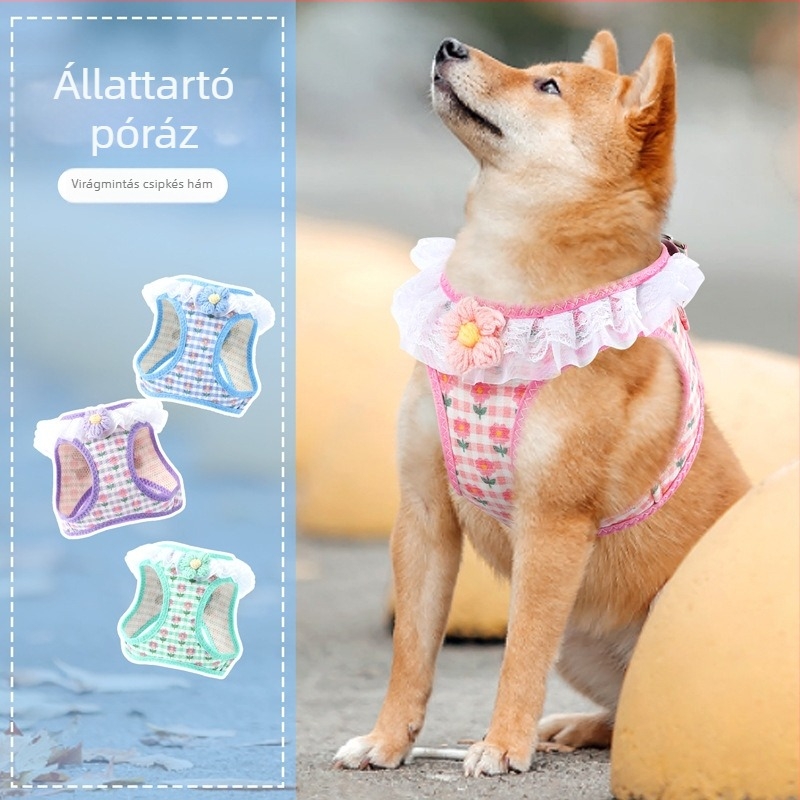 Macska mellény pórázzal — szakadásálló kivitelezés, poliészter (Anyag: Poliészter; Macskák számára; Márka: Pomelo Fruit)