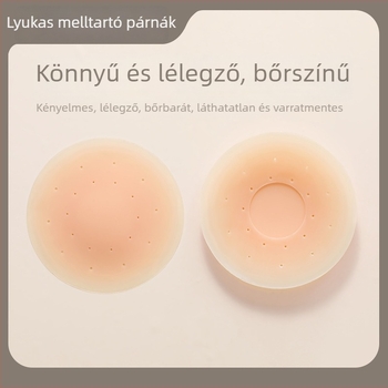Vékony szilikon mellbimbó betét perforált kialakítással, lélegző, öntapadós, láthatatlan, varrás nélküli ruhákhoz