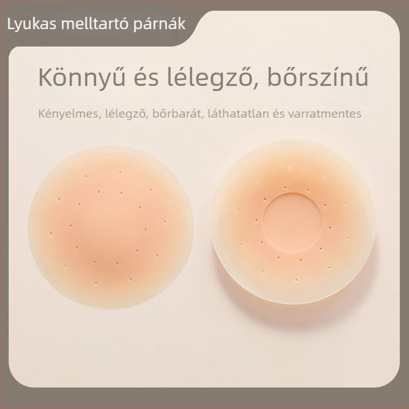 Vékony szilikon mellbimbó betét perforált kialakítással, lélegző, öntapadós, láthatatlan, varrás nélküli ruhákhoz