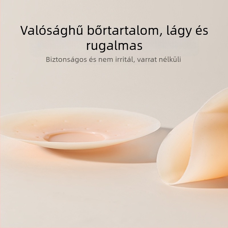 Vékony szilikon mellbimbó betét perforált kialakítással, lélegző, öntapadós, láthatatlan, varrás nélküli ruhákhoz