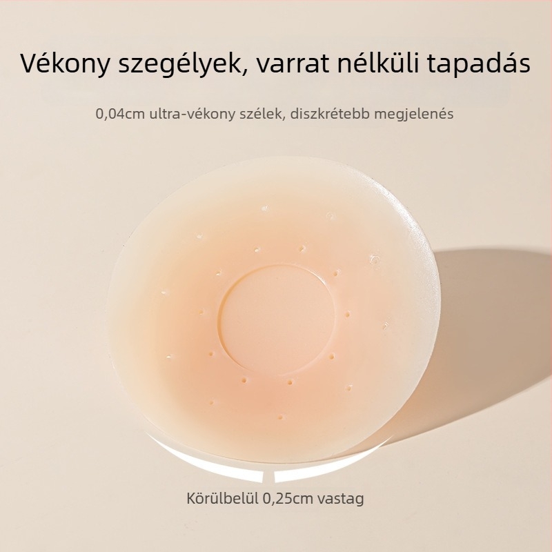 Vékony szilikon mellbimbó betét perforált kialakítással, lélegző, öntapadós, láthatatlan, varrás nélküli ruhákhoz