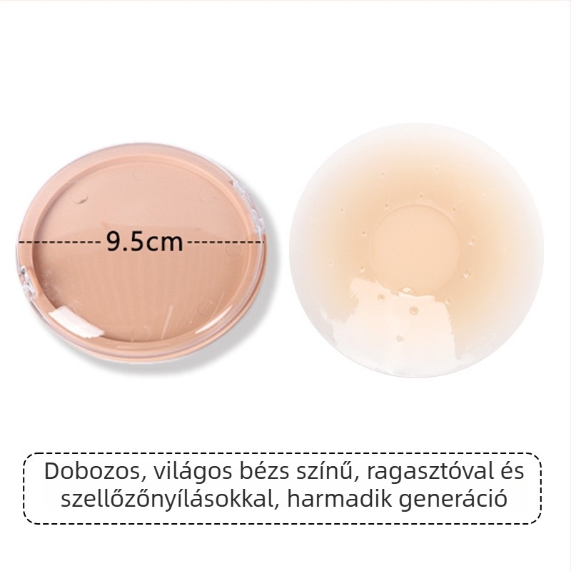 Vékony szilikon mellbimbó betét perforált kialakítással, lélegző, öntapadós, láthatatlan, varrás nélküli ruhákhoz