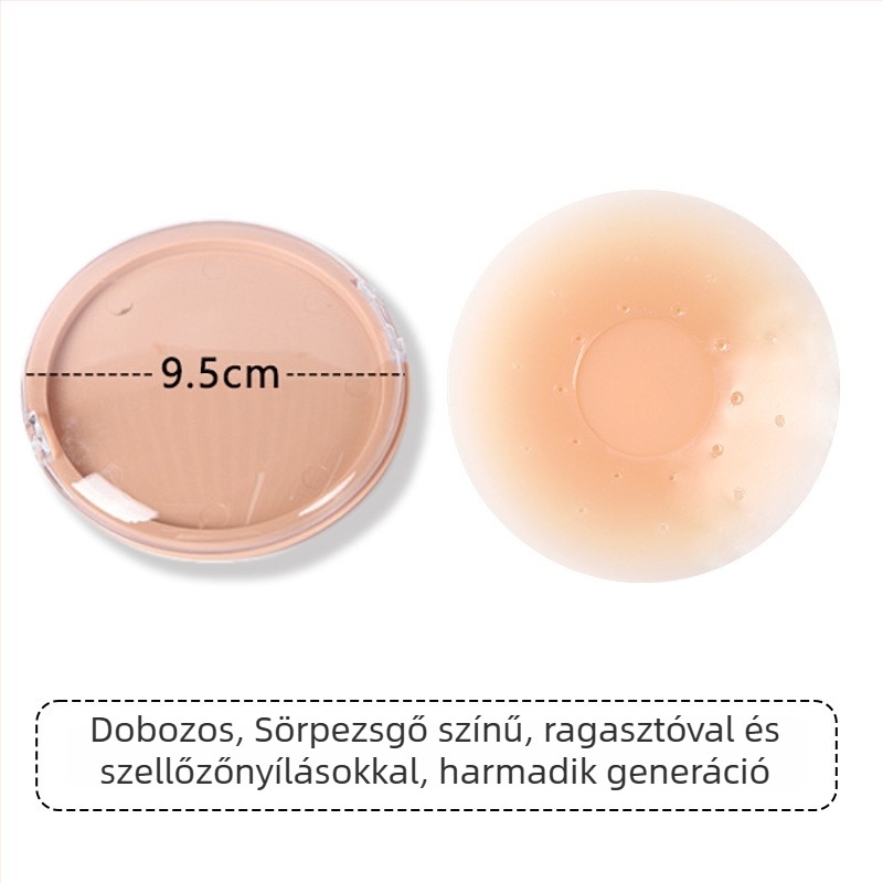 Vékony szilikon mellbimbó betét perforált kialakítással, lélegző, öntapadós, láthatatlan, varrás nélküli ruhákhoz