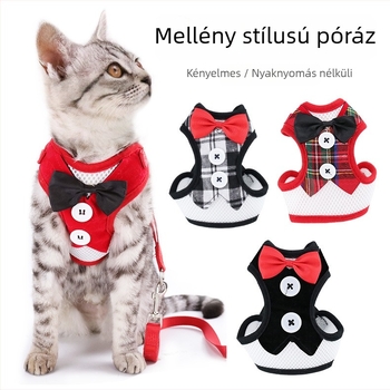 Macskahám és póráz készlet, lélegző mellény-stílus, anyag: textil, márka Pet Baihui, kategória: vontató öv