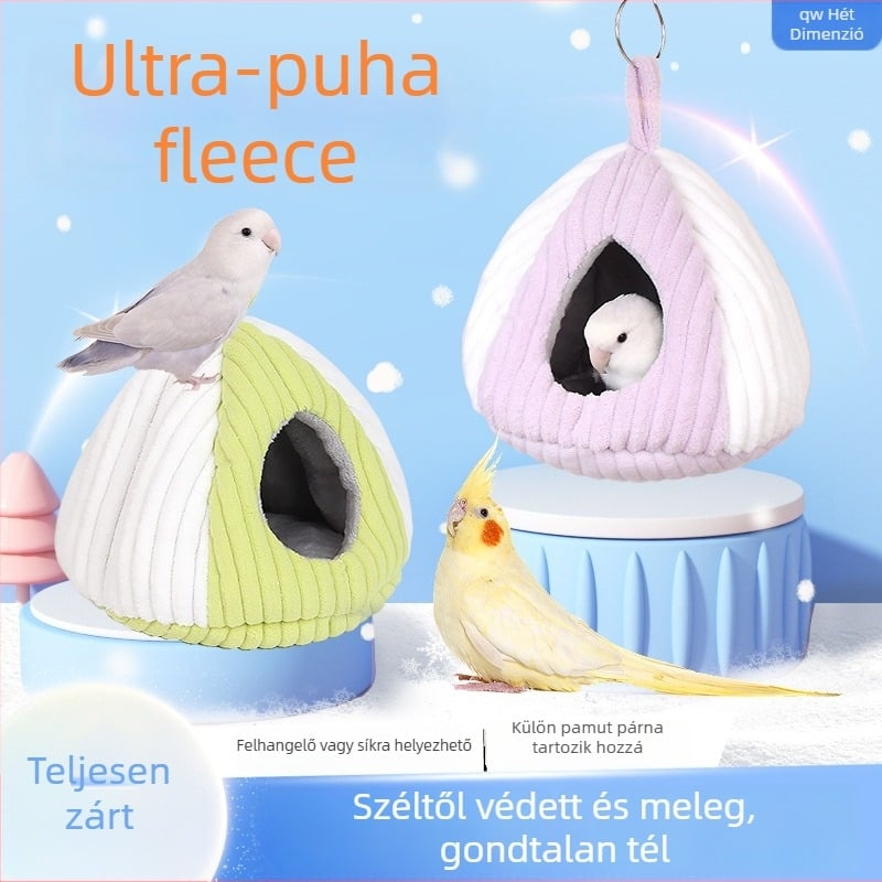 Téli textil odú hörcsögök és kis madarak számára, ovális alakú, megőrzi a meleget