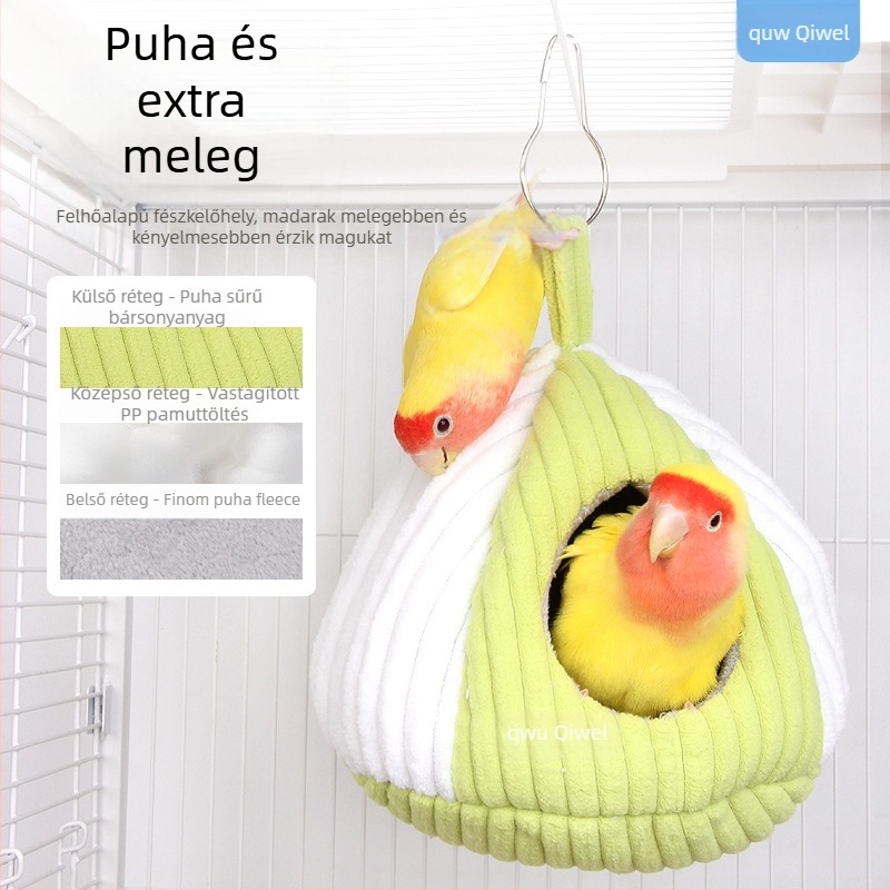 Téli textil odú hörcsögök és kis madarak számára, ovális alakú, megőrzi a meleget