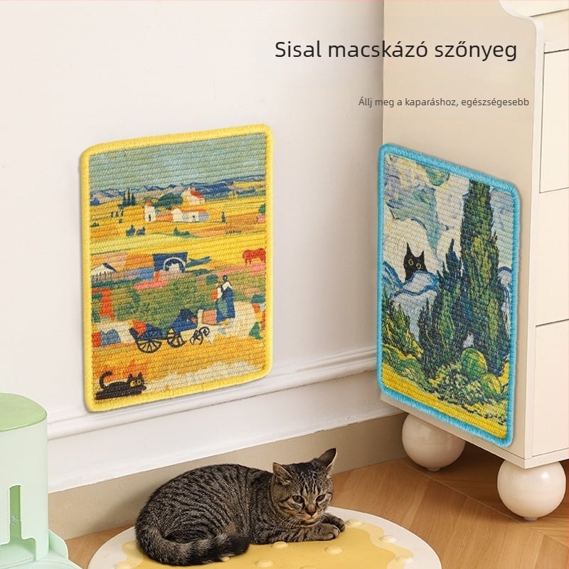 Sisal macska kaparó tábla – falra szerelhető, kopásálló, szálak kihullása nélkül, japán stílusú