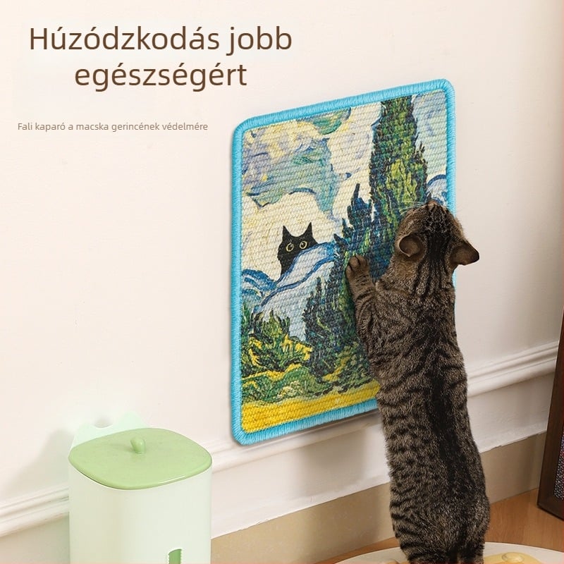 Sisal macska kaparó tábla – falra szerelhető, kopásálló, szálak kihullása nélkül, japán stílusú