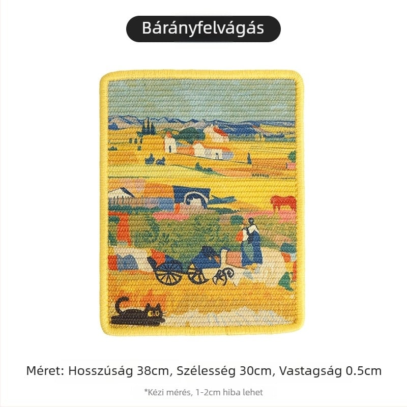 Sisal macska kaparó tábla – falra szerelhető, kopásálló, szálak kihullása nélkül, japán stílusú