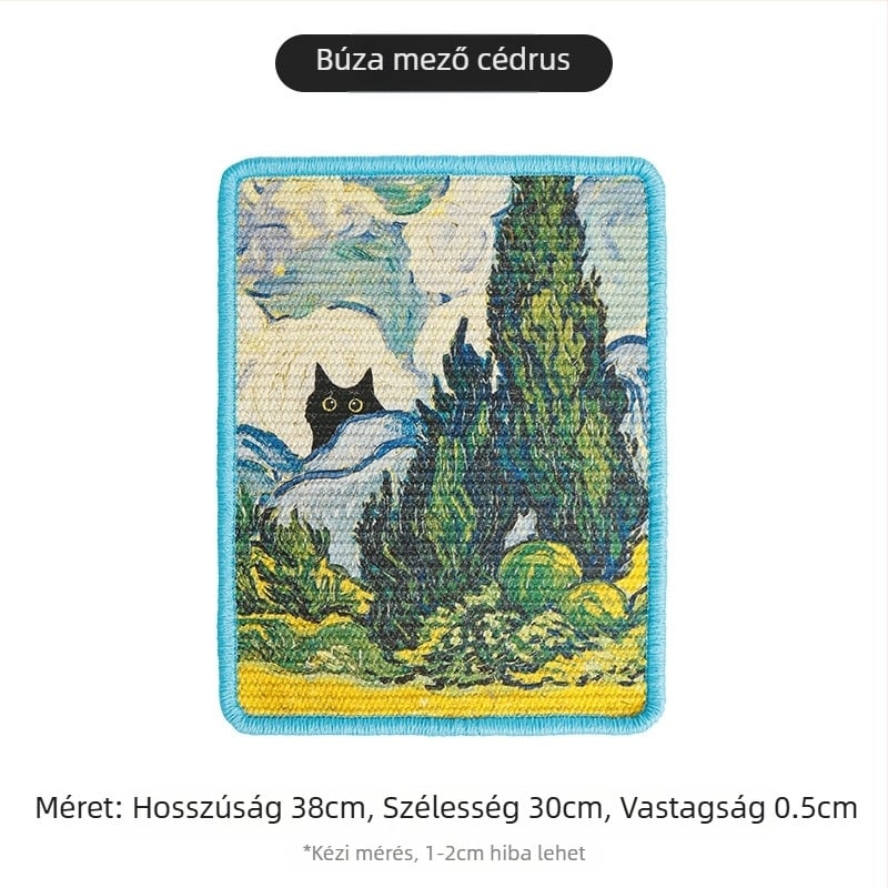 Sisal macska kaparó tábla – falra szerelhető, kopásálló, szálak kihullása nélkül, japán stílusú