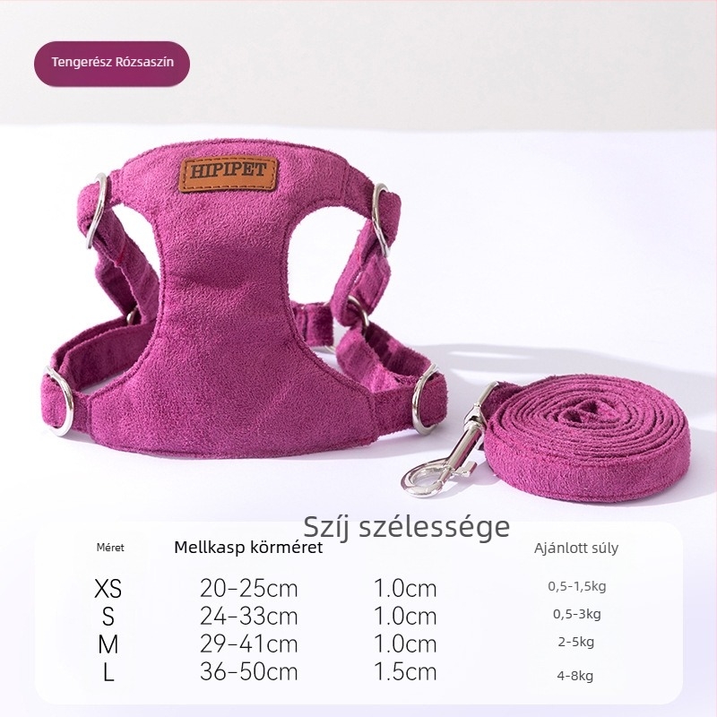 Kutya mellényhez rögzített póráz Mercerizált velúrból, fix hosszúságú, márka Neurotic Cat
