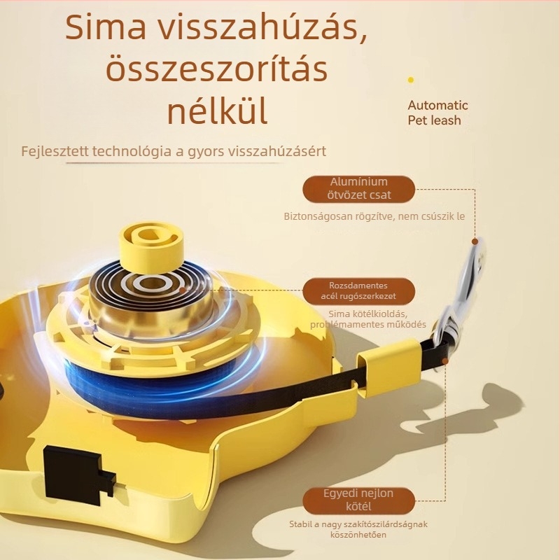 Összecsukható kutyasétáltató póráz közepes és kis testű kutyáknak – Anyag: ABS, fonott szalag, ötvözet; Húzó: Igen; Kategória: Állati húzó póráz