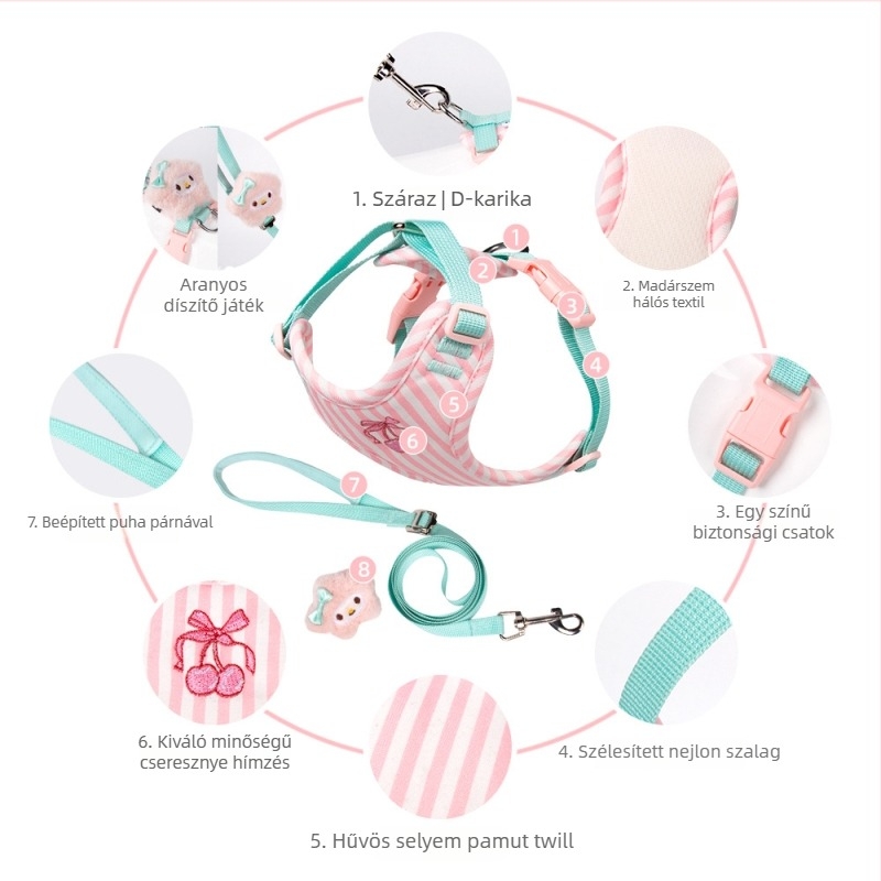 Kutyák mellényhám - aranyos és édes stílus, vászon anyag, Duomao márka, nem rugalmas