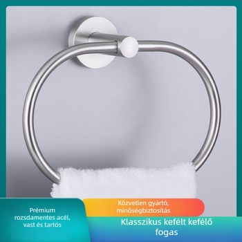 Oval mosdó törölközőgyűrű rozsdamentes acélból, modern minimalista dizájn, teherbírás 1 kg