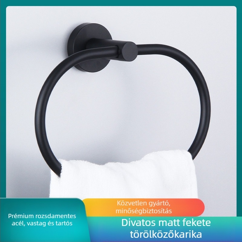 Oval mosdó törölközőgyűrű rozsdamentes acélból, modern minimalista dizájn, teherbírás 1 kg