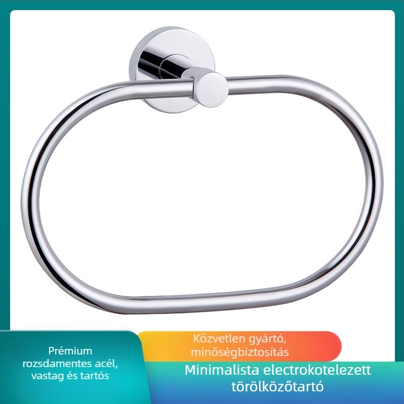 Oval mosdó törölközőgyűrű rozsdamentes acélból, modern minimalista dizájn, teherbírás 1 kg