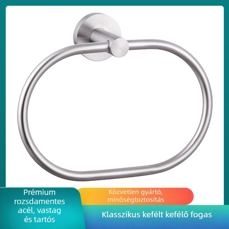 Oval mosdó törölközőgyűrű rozsdamentes acélból, modern minimalista dizájn, teherbírás 1 kg