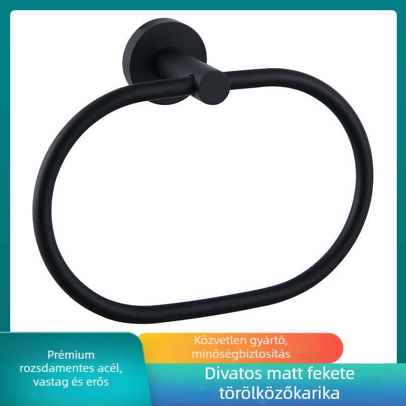 Oval mosdó törölközőgyűrű rozsdamentes acélból, modern minimalista dizájn, teherbírás 1 kg