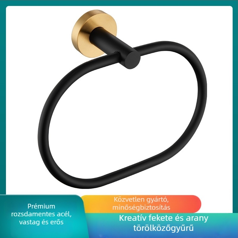 Oval mosdó törölközőgyűrű rozsdamentes acélból, modern minimalista dizájn, teherbírás 1 kg