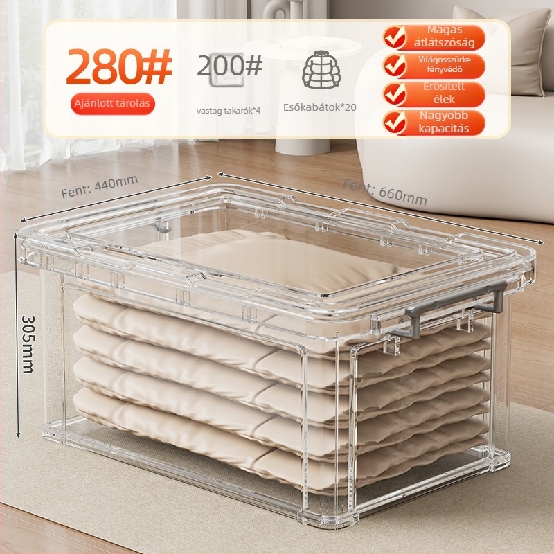 PP tároló doboz, 30–40 L, kerekekkel, hordozható, egyszerű modern dizájn