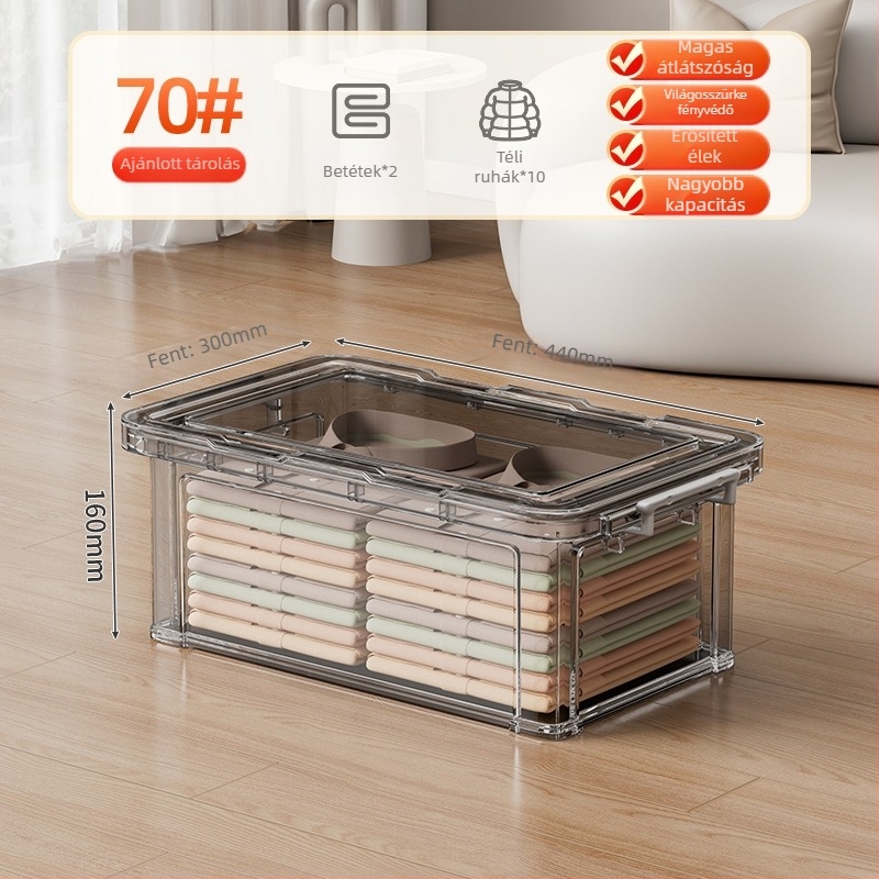 PP tároló doboz, 30–40 L, kerekekkel, hordozható, egyszerű modern dizájn