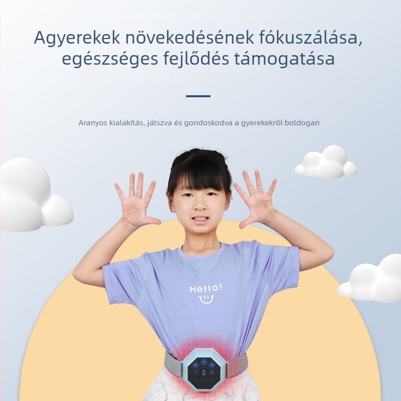 Gyermekeknek szánt automata hasmasszírozó készülék – meleg kompresszió, dagasztás és kézi masszázs imitáció, modell MS-033