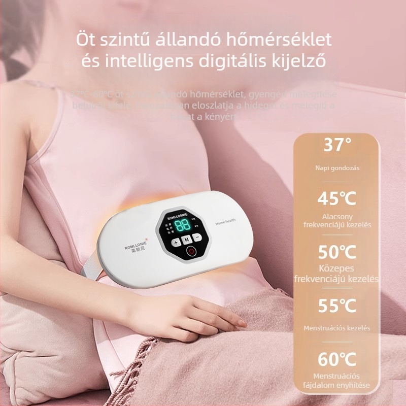 Menstruációs megkönnyítéséhez melegítő deréköv vibrációval és melegítő nyomással, USB táplálás, manuális vezérlés, legfeljebb 4 masszázsfej