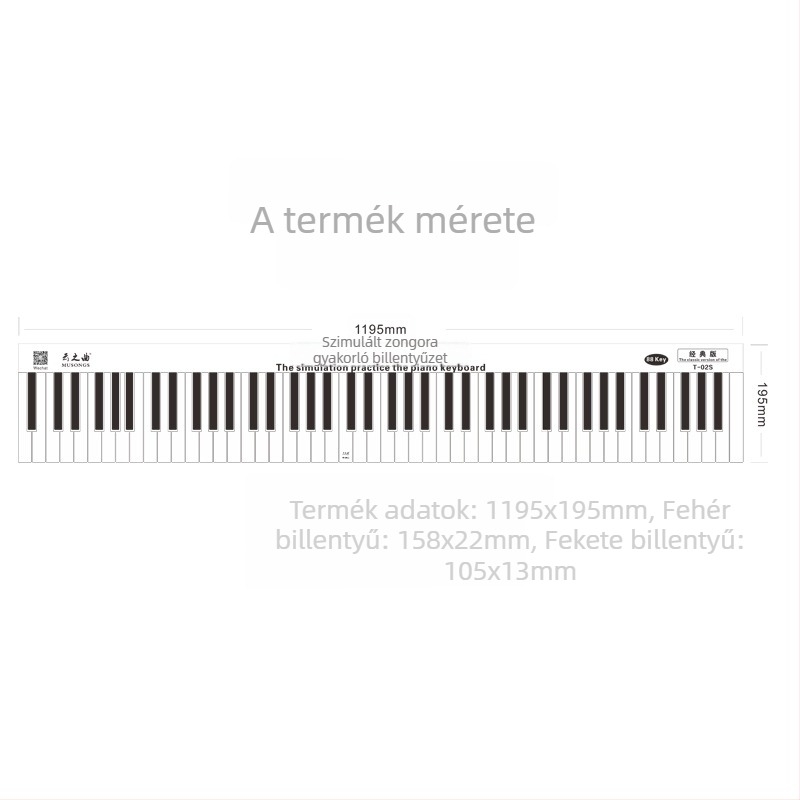 Fingering Sticker 88 billentyűs zongorához — 1:1 ujj-szimuláció, kottaelrendezés, PVC anyag