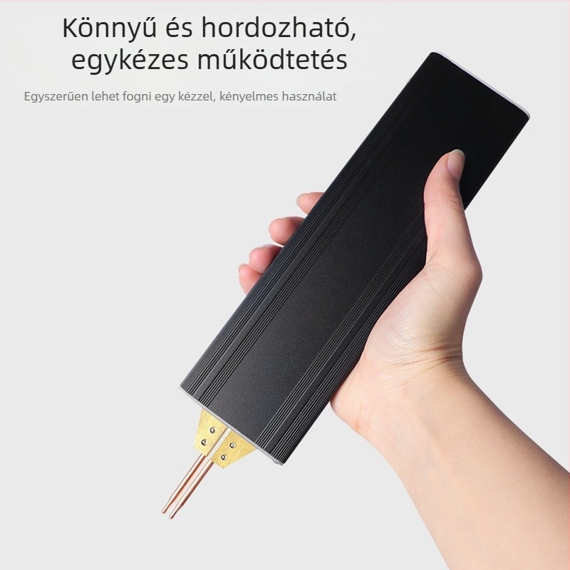 Automatikus működtetésű hordozható akkumulátor ponthegesztő kézi készülék; fej: alumínium-oxid réz ötvözetből; alkalmas 18650 Li-ion akkumulátorok és nikkelezett lemezek/szalagok hegesztésére