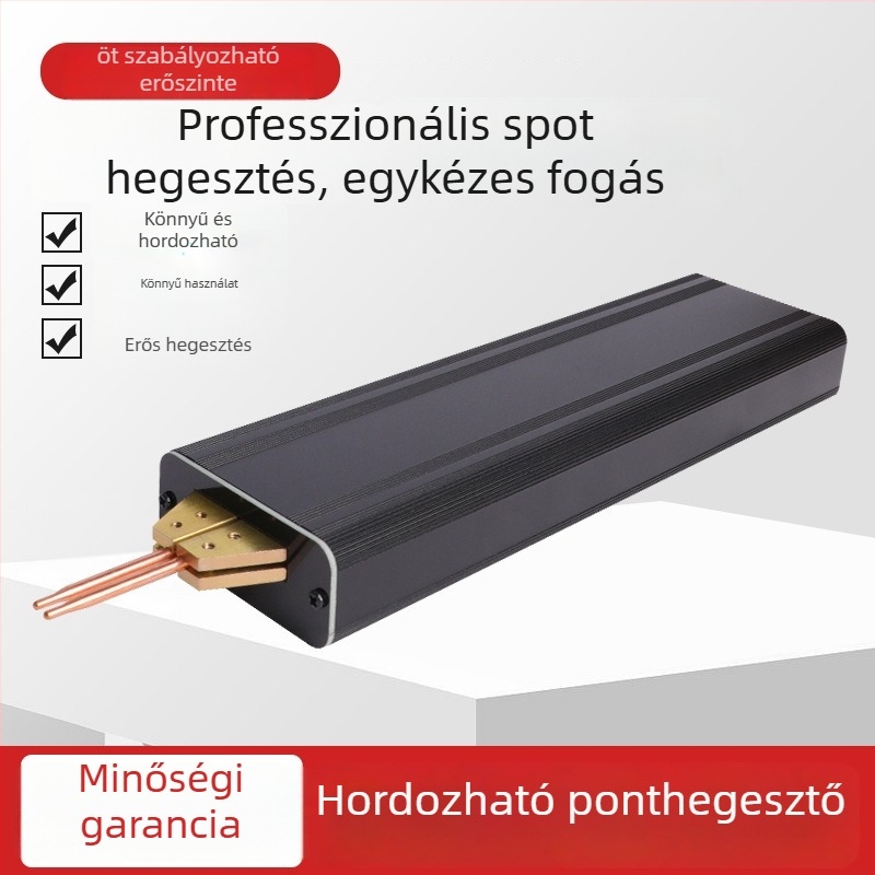 Automatikus működtetésű hordozható akkumulátor ponthegesztő kézi készülék; fej: alumínium-oxid réz ötvözetből; alkalmas 18650 Li-ion akkumulátorok és nikkelezett lemezek/szalagok hegesztésére