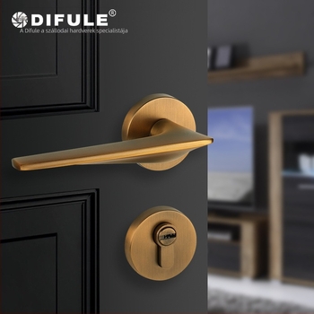 Beltéri ajtózár fogantyúval — cink-ötvözet, modell DFL-1001, Ding Fu Le, fa- és rozsdamentes acél ajtókhoz, modern minimalista stílus