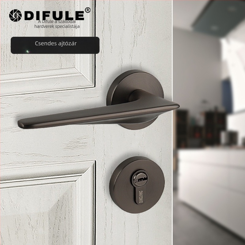 Beltéri ajtózár fogantyúval — cink-ötvözet, modell DFL-1001, Ding Fu Le, fa- és rozsdamentes acél ajtókhoz, modern minimalista stílus