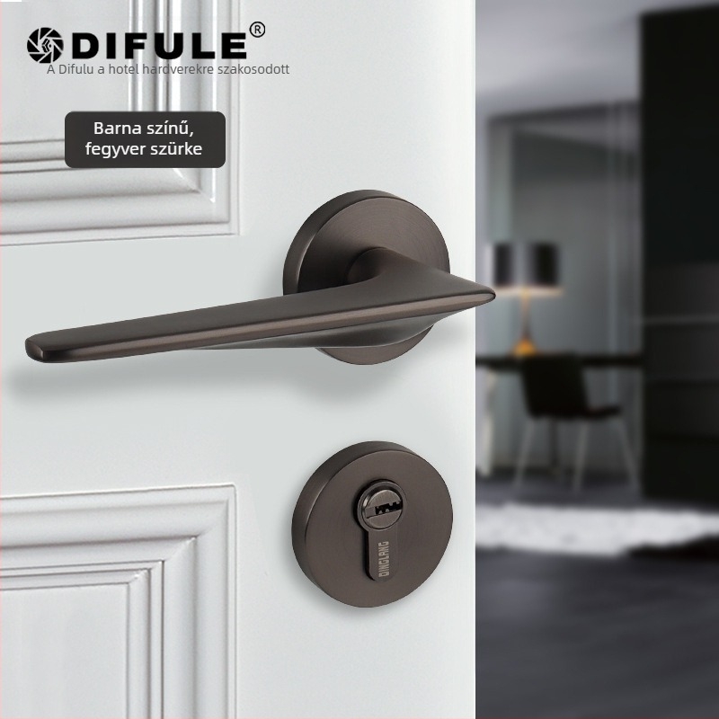 Beltéri ajtózár fogantyúval — cink-ötvözet, modell DFL-1001, Ding Fu Le, fa- és rozsdamentes acél ajtókhoz, modern minimalista stílus