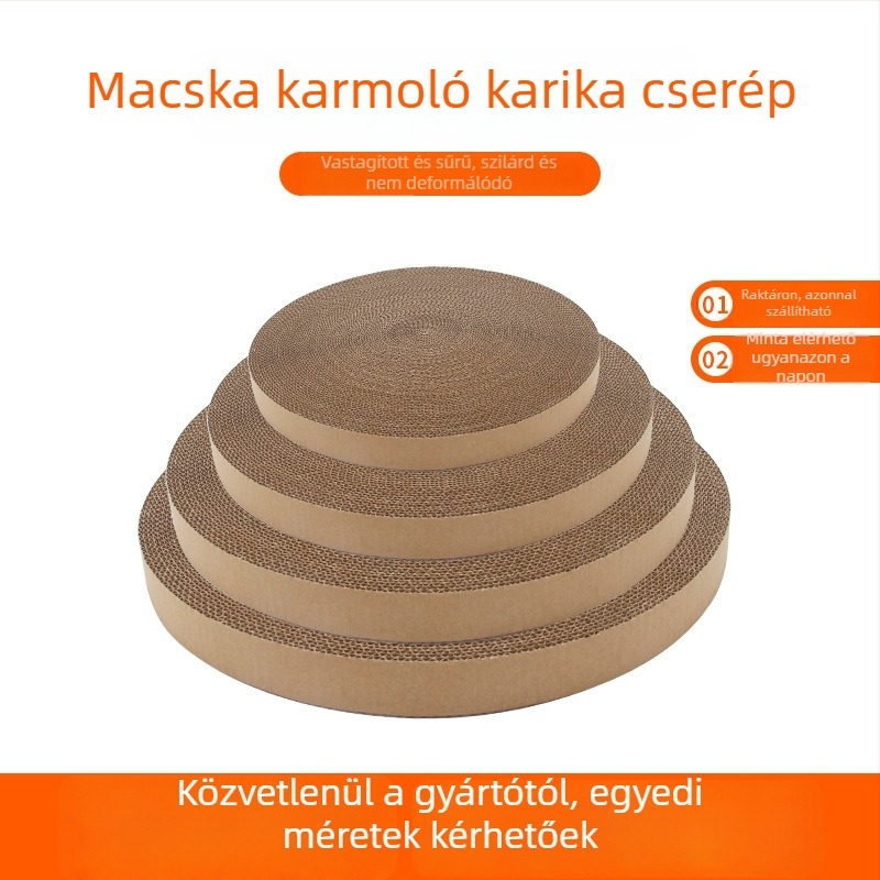 Körkörös macska vakaró hullámkartonból, cserélhető maggal, egyszerű stílus, 50 darabos csomag