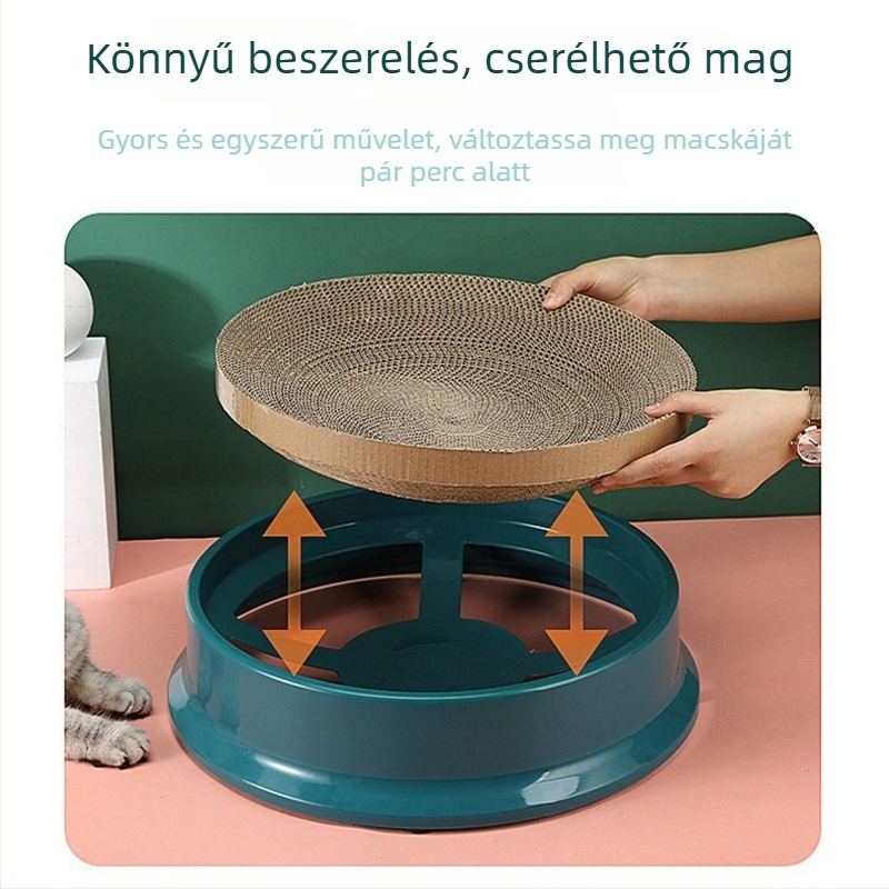 Körkörös macska vakaró hullámkartonból, cserélhető maggal, egyszerű stílus, 50 darabos csomag