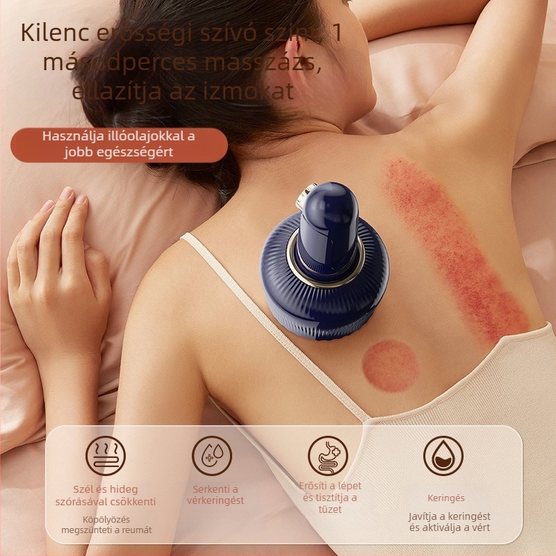 Elektromos gua sha masszírozó egész testre – nyak, hát, vállak és derék; újra feltölthető, vákuumos köpölyözés, gombos vezérlés, Modell G16