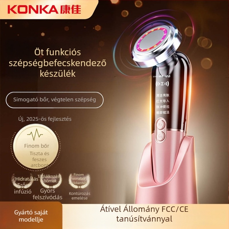 Mikroáramú arcmasszírozó, USB töltés, beépített 500–800 mAh akkumulátor, hordozható, otthoni használatra