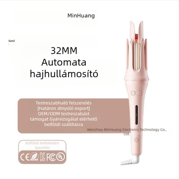 Negatív ionos hajegöndörítő vas, víz-hullám mintázat, kerámia bevonat, 30W, 110–220V, kábeles