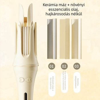 Negatív ionos hajegöndörítő vas, víz-hullám mintázat, kerámia bevonat, 30W, 110–220V, kábeles