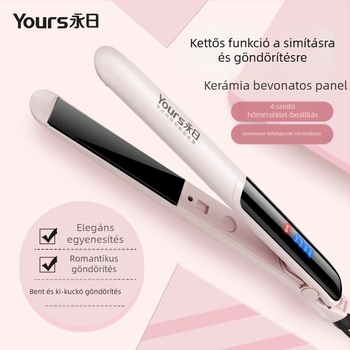 Kétfunkciós hajvasaló és göndörítő, otthoni használatra, négy hőmérséklet-beállítás, kerámiabevonatú hengertárcsa, 21–30 mm átmérő, 40 W, 220 V