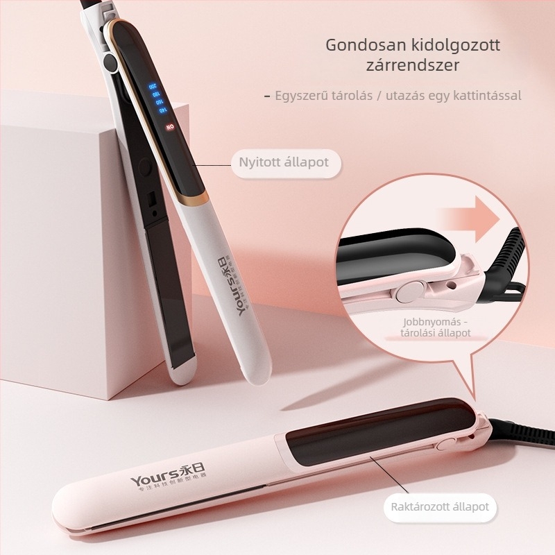Kétfunkciós hajvasaló és göndörítő, otthoni használatra, négy hőmérséklet-beállítás, kerámiabevonatú hengertárcsa, 21–30 mm átmérő, 40 W, 220 V