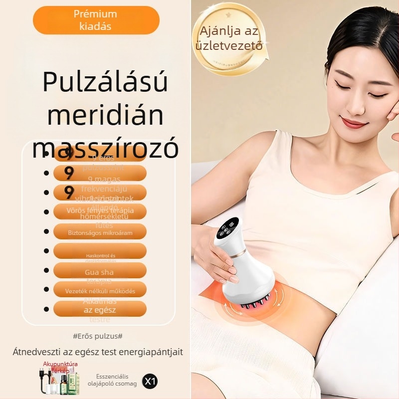 Újrat tölthető meridián masszírozó készülék mikroáram, rezgés és melegítés