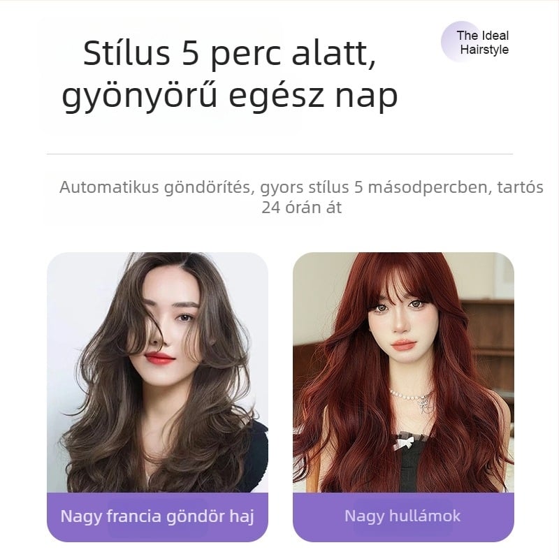 Hajegyenesítő vas arany kerámia fűtőelemmel, 16–20 mm-es hengernél, 10-szintű hőmérsékletszabályozás, nedves és száraz hajhoz