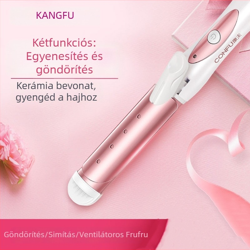 Koji kettős használatú hajformázó és hajegyenesítő eszköz titán bevonatú hengerrel, állítható hőmérséklet, 42 W, 220 V