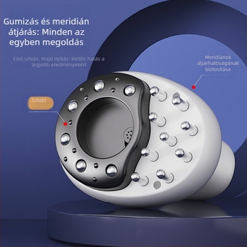 Három az egyben otthoni masszírozó vákuumos kupakokkal, gua sha és mikroáram terápiával, modell SL-M01 — USB tápegység, 4 sebességfokozat, 38–48°C, 1200 mAh-s akkumulátor