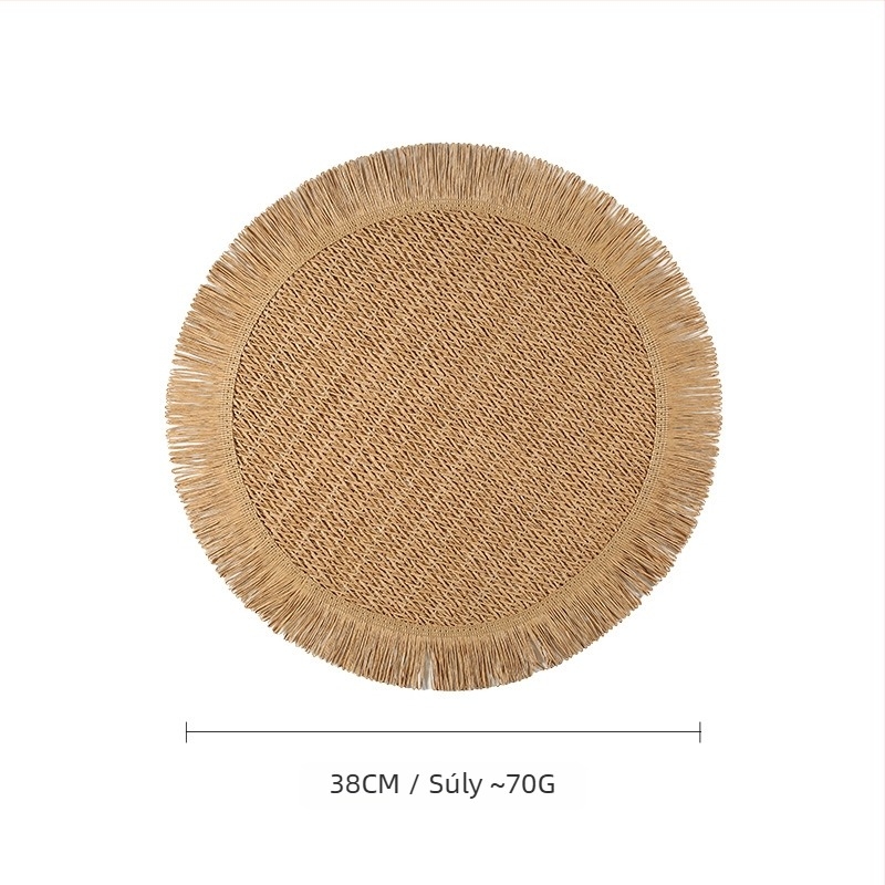 Kötött papírtálaló asztalhoz – környezetbarát, hőszigetelő, égésbiztos, dekoratív; anyag: papír; minta: egyszínű; forma: kör, négyzet, szabálytalan; biológiailag lebontható