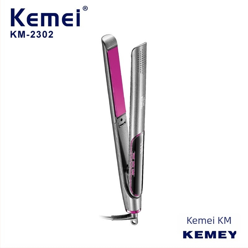 Kemei KM-2302 hajegyengető PTC fűtőelemmel, a fűtőelem átmérője 15 mm alatt, 10 hőmérséklet-szint, 55W, 220V