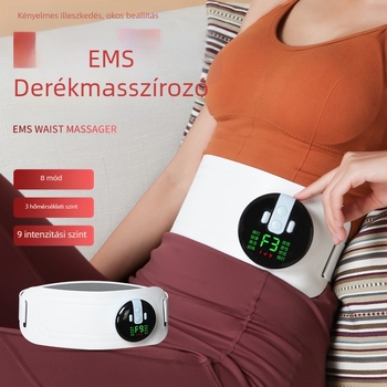 EMS pulzáló masszázsöv USB-tápellátással, mechanikus vezérlés, melegítő tömörítés, legfeljebb 4 masszírozófej, folyamatosan változó áttétel