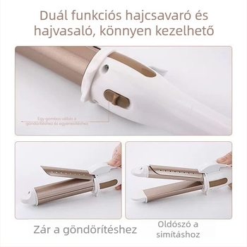 Kerámiás kettős használatú hajformázó eszköz, göndörítés és egyenesítés, belső göndörökkel, otthoni használatra