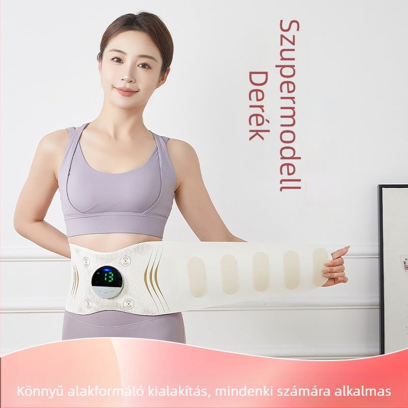 Otthoni EMS masszírozó öv rezgés és meleg kompresszióval, USB tápegység, mechanikus vezérlés, 3. fokozat, legfeljebb 4 masszázsfej